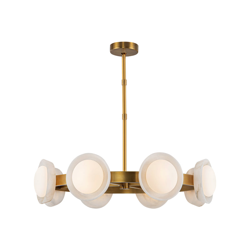 Alora CH320837VBAR-UNV LED Chandelier, Vintage Brass/Alabaster