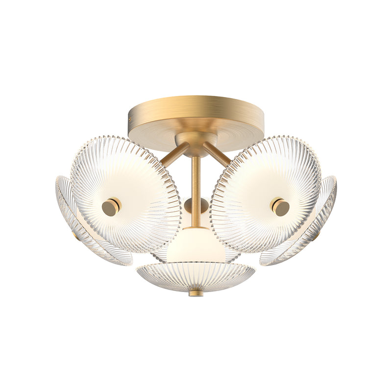 Alora FM417606BGCR-UNV LED Flush Mount, Brushed Gold/Clear Ribbed Glass