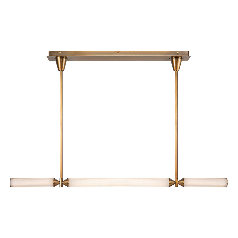 Alora LP348148VBFR-UNV LED Linear Pendant, Vintage Brass/Frosted Ribbed Glass