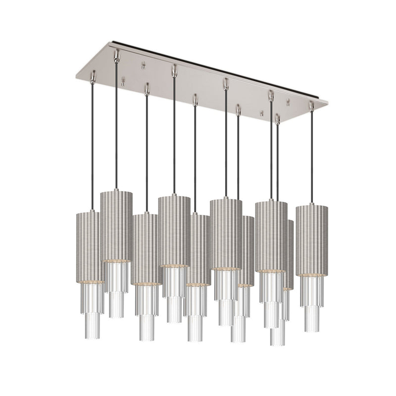 Alora MP502204BNCR-10 LED Pendant, Brushed Nickel/Clear Ribbed Glass
