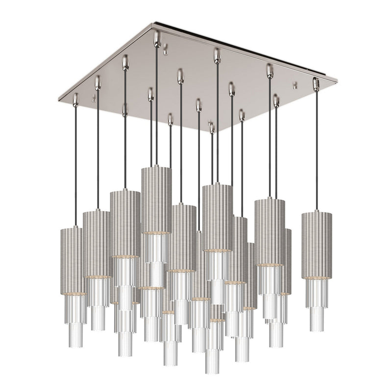 Alora MP502204BNCR-16 LED Pendant, Brushed Nickel/Clear Ribbed Glass