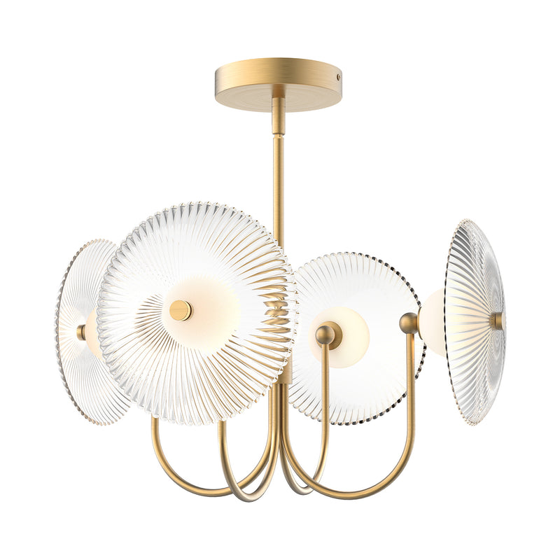 Alora PD417904BGCR-UNV LED Pendant, Brushed Gold/Clear Ribbed Glass