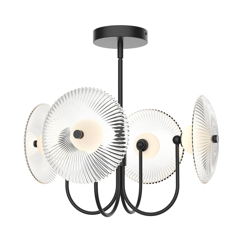 Alora PD417904MBCR-UNV LED Pendant, Matte Black/Clear Ribbed Glass