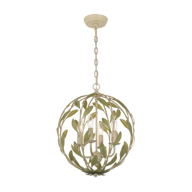 Crystorama 504-CT Four Light Chandelier, Champagne Green Tea