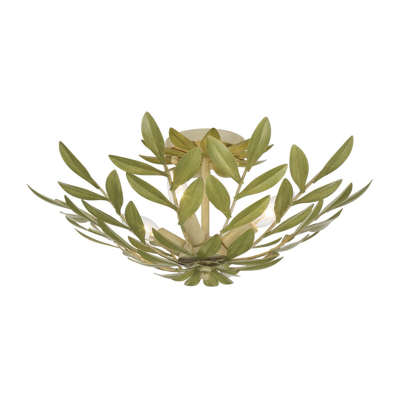 Crystorama 560-CT Four Light Semi Flush Mount, Champagne Green Tea