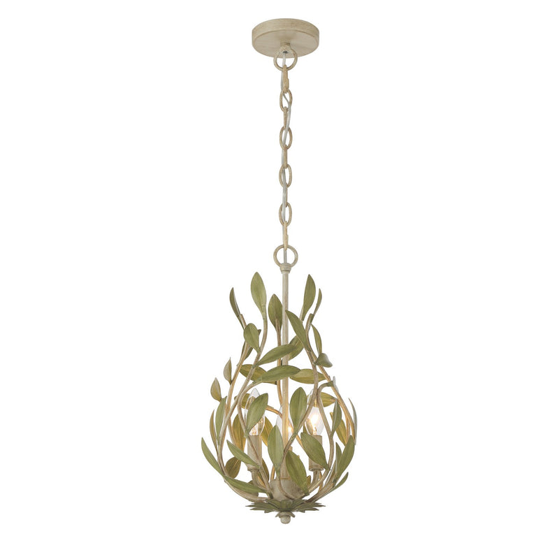 Crystorama 565-CT Three Light Chandelier, Champagne Green Tea