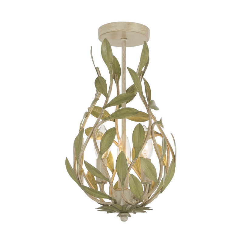 Crystorama 565-CT_CEILING Three Light Semi Flush Mount, Champagne Green Tea