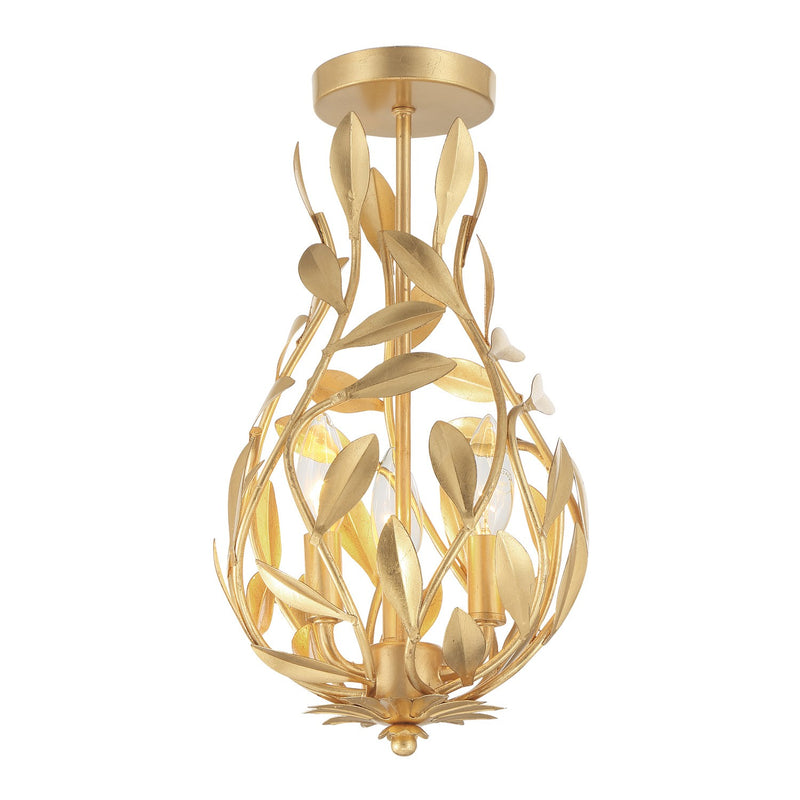 Crystorama 565-GA_CEILING Three Light Semi Flush Mount, Antique Gold