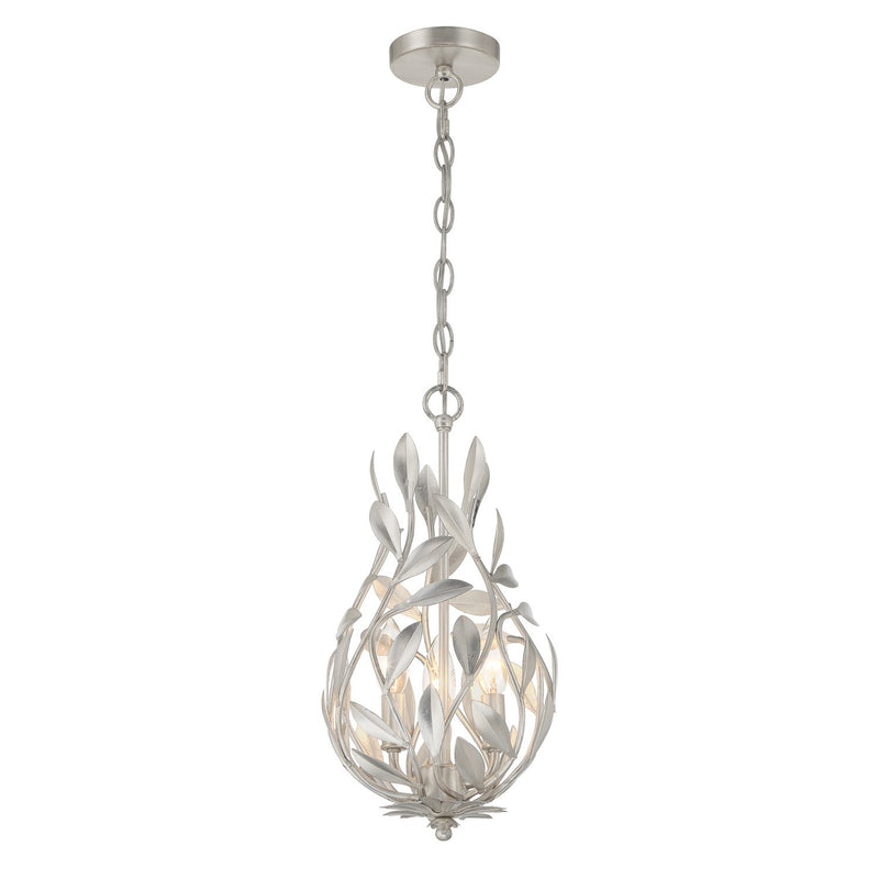Crystorama 565-SA Three Light Chandelier, Antique Silver