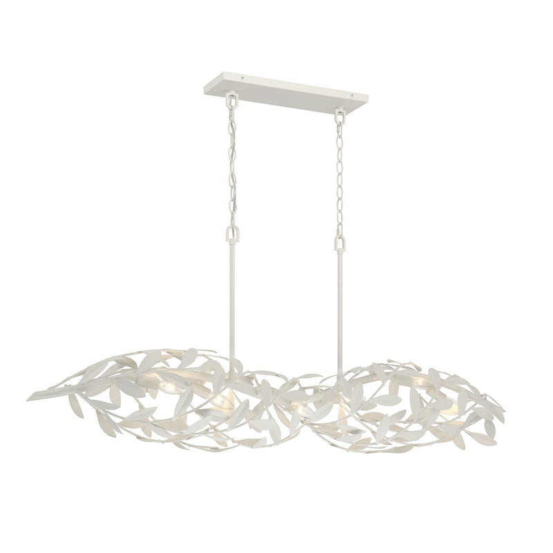 Crystorama 567-MT Six Light Linear Chandelier, Matte White