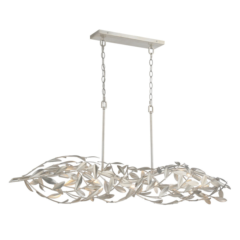 Crystorama 567-SA Six Light Linear Chandelier, Antique Silver