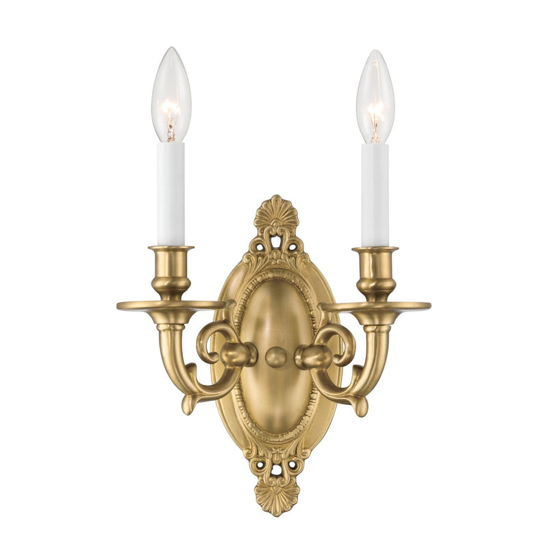 Crystorama 622-AG Two Light Wall Sconce, Aged Brass