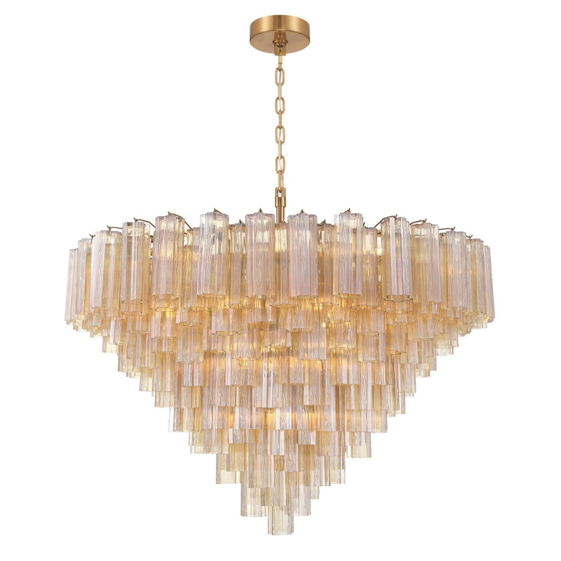 Crystorama ADD-327-AG-AM 28 Light Chandelier, Aged Brass