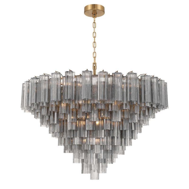 Crystorama ADD-327-AG-SM 28 Light Chandelier, Aged Brass