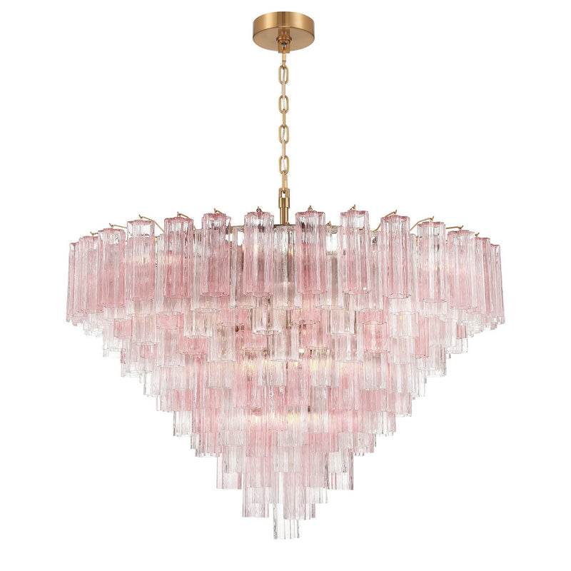 Crystorama ADD-327-AG-SP 28 Light Chandelier, Aged Brass