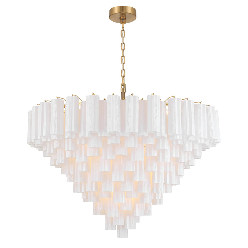 Crystorama ADD-327-AG-WH 28 Light Chandelier, Aged Brass