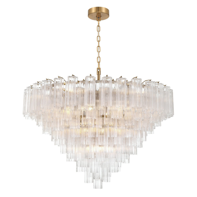 Crystorama ADD-327-AG-CL 28 Light Chandelier, Aged Brass