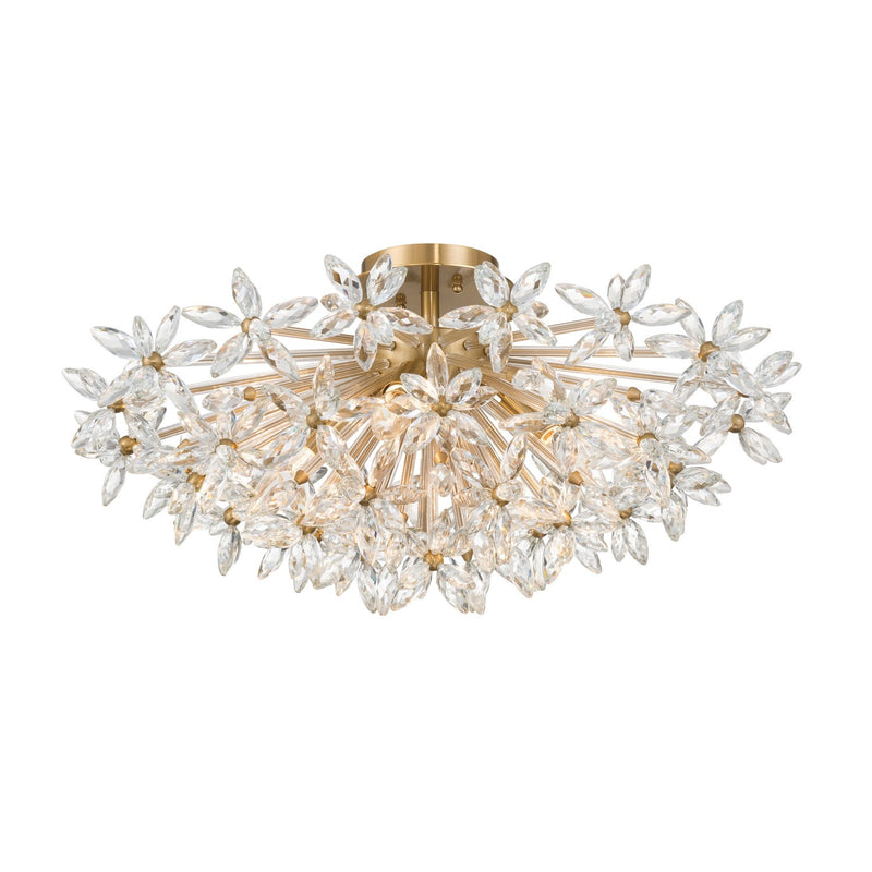 Crystorama ADL-500-AG-CL Four Light Semi Flush Mount, Aged Brass