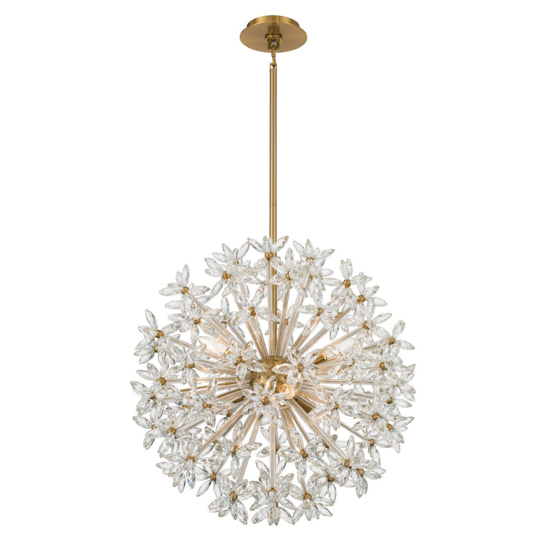Crystorama ADL-506-AG-CL Six Light Chandelier, Aged Brass