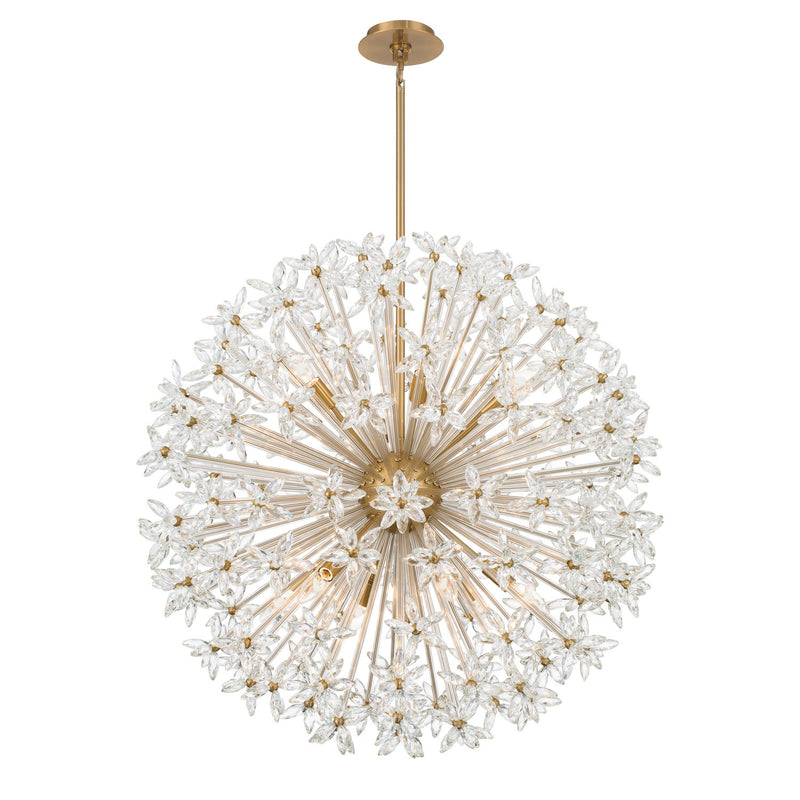 Crystorama ADL-512-AG-CL 12 Light Chandelier, Aged Brass