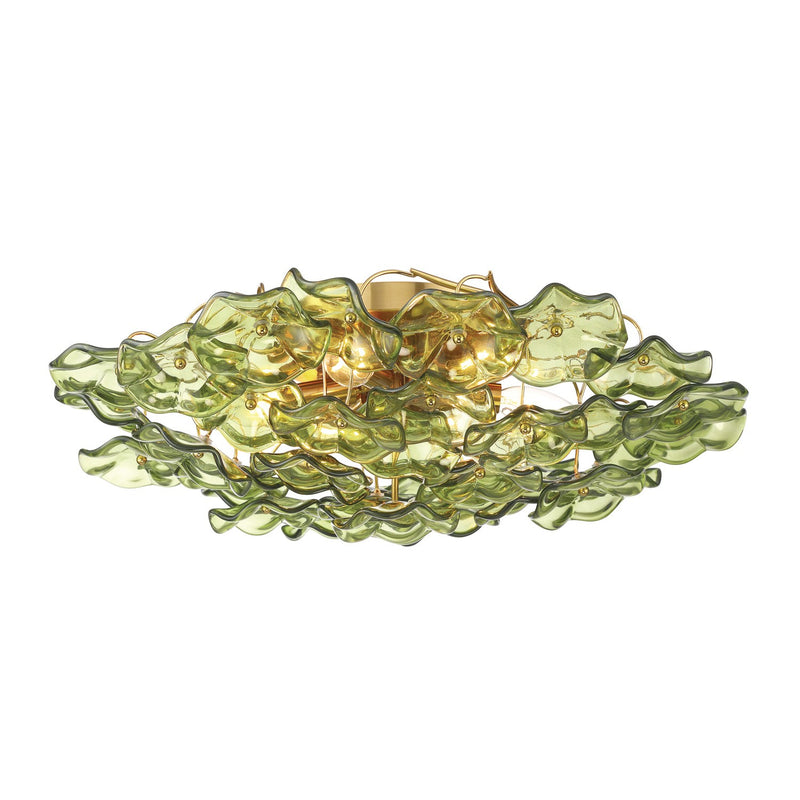 Crystorama ESM-4000-AG-GR Six Light Semi Flush Mount, Aged Brass