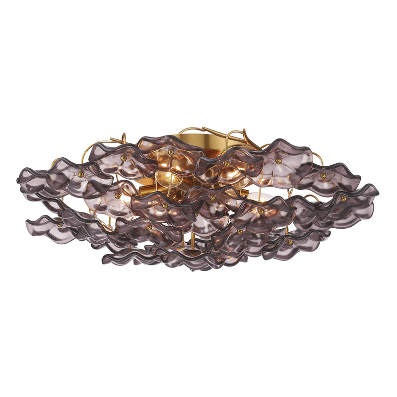 Crystorama ESM-4000-AG-SM Six Light Semi Flush Mount, Aged Brass