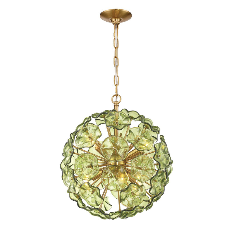 Crystorama ESM-4005-AG-GR Six Light Chandelier, Aged Brass