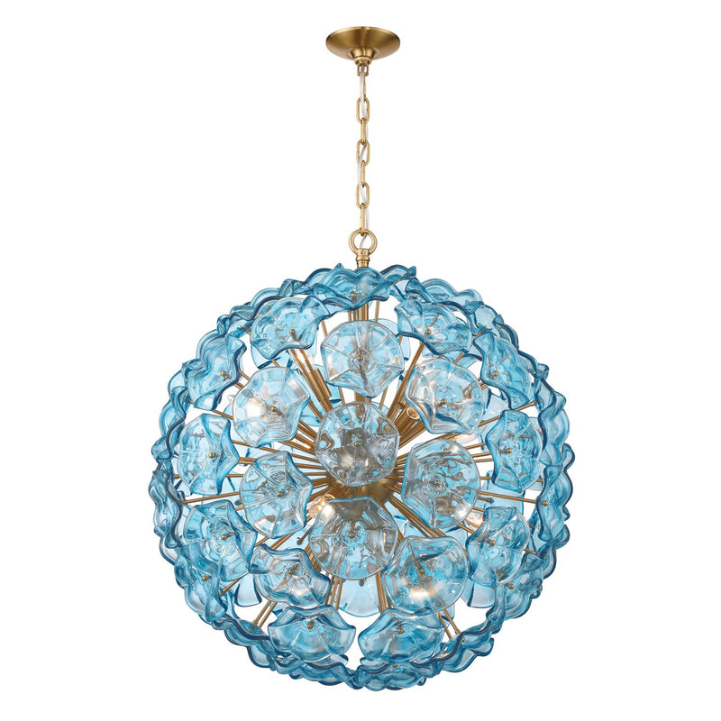 Crystorama ESM-4009-AG-BL 12 Light Chandelier, Aged Brass
