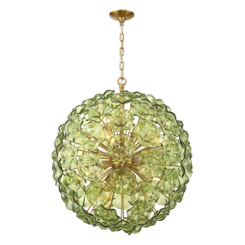Crystorama ESM-4009-AG-GR 12 Light Chandelier, Aged Brass