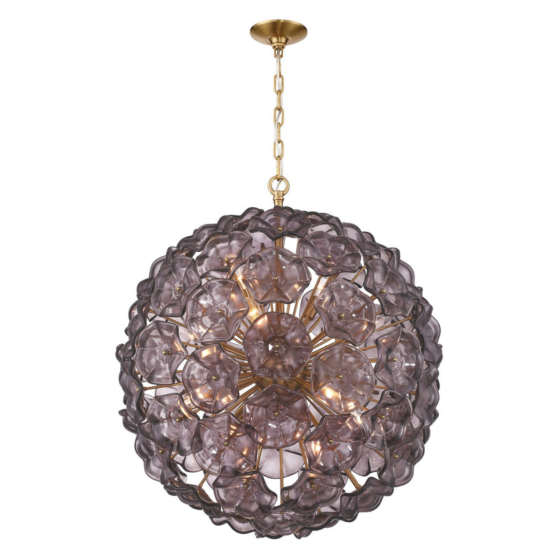 Crystorama ESM-4009-AG-SM 12 Light Chandelier, Aged Brass