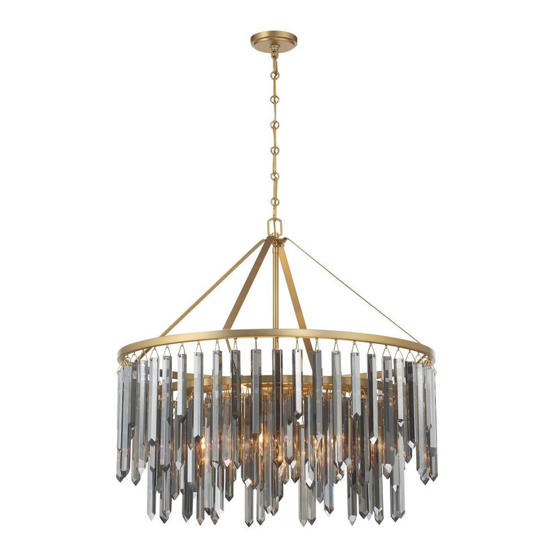 Crystorama GEM-7005-MG-SS Nine Light Chandelier, Modern Gold