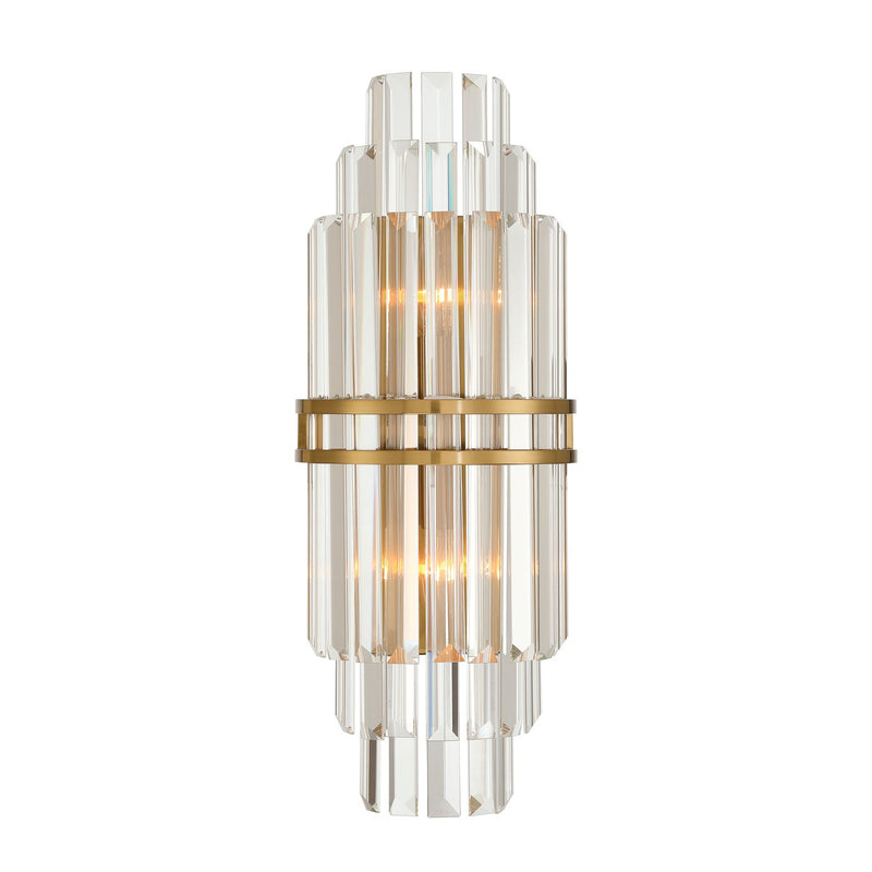 Crystorama HAY-1411-AG Two Light Wall Sconce, Aged Brass