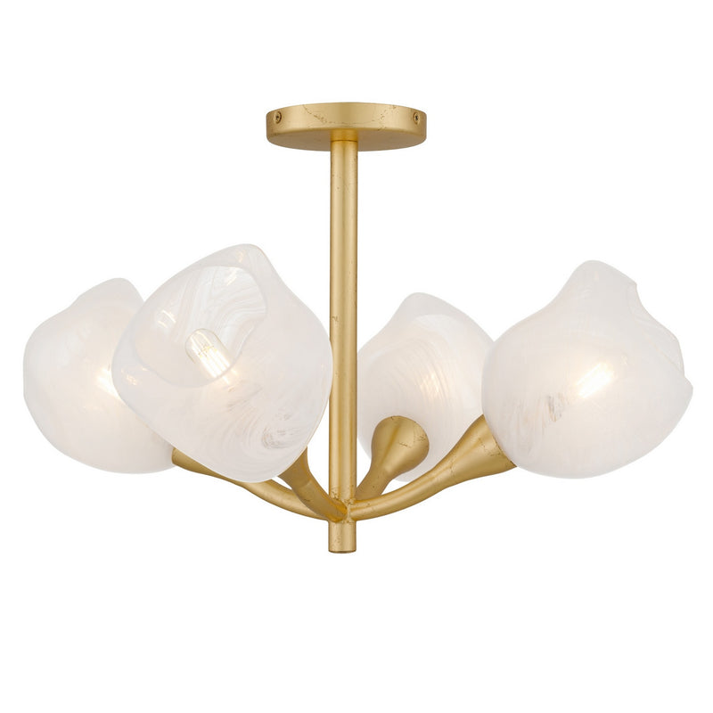 Quoizel ADEL1722GFL Four Light Semi-Flush Mount, Gold Leaf