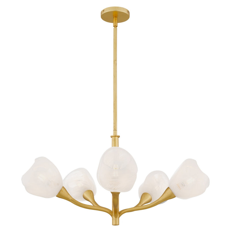 Quoizel ADEL5030GFL Five Light Chandelier, Gold Leaf