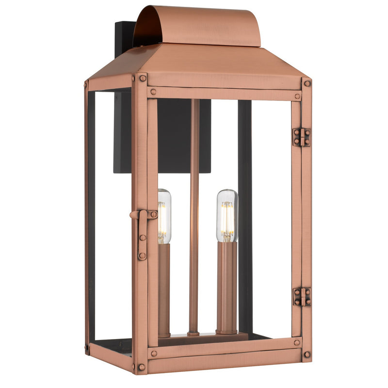 Quoizel BER8408AC Two Light Outdoor Wall Lantern, Aged Copper