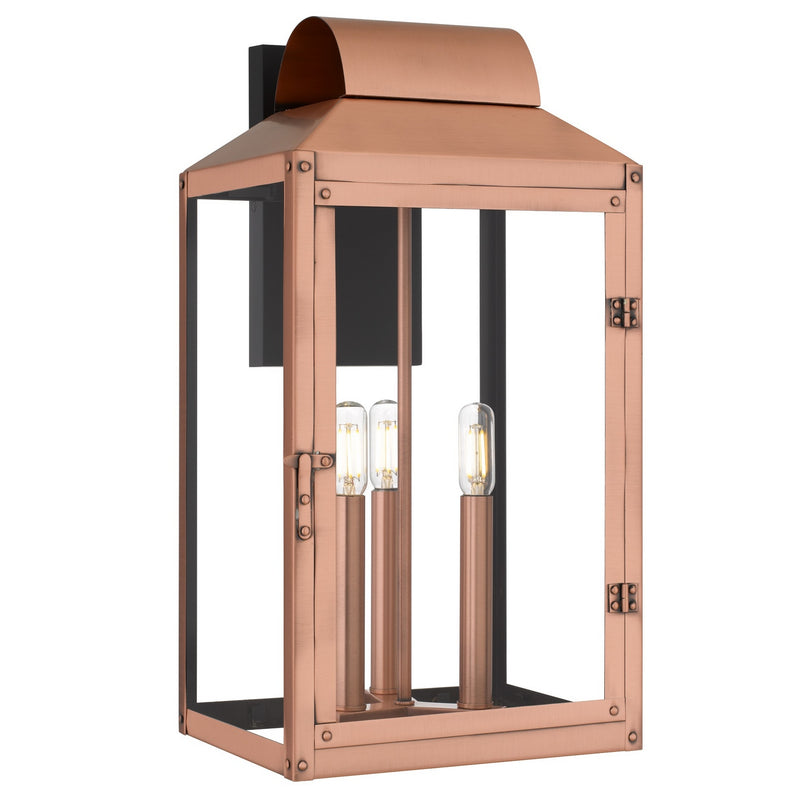 Quoizel BER8410AC Three Light Outdoor Wall Lantern, Aged Copper