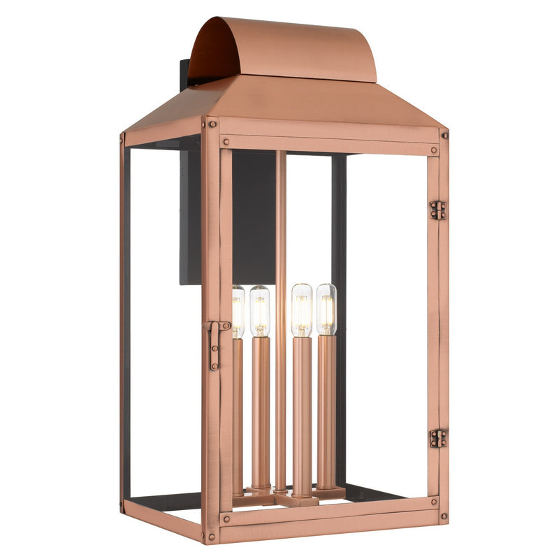 Quoizel BER8412AC Four Light Outdoor Wall Lantern, Aged Copper