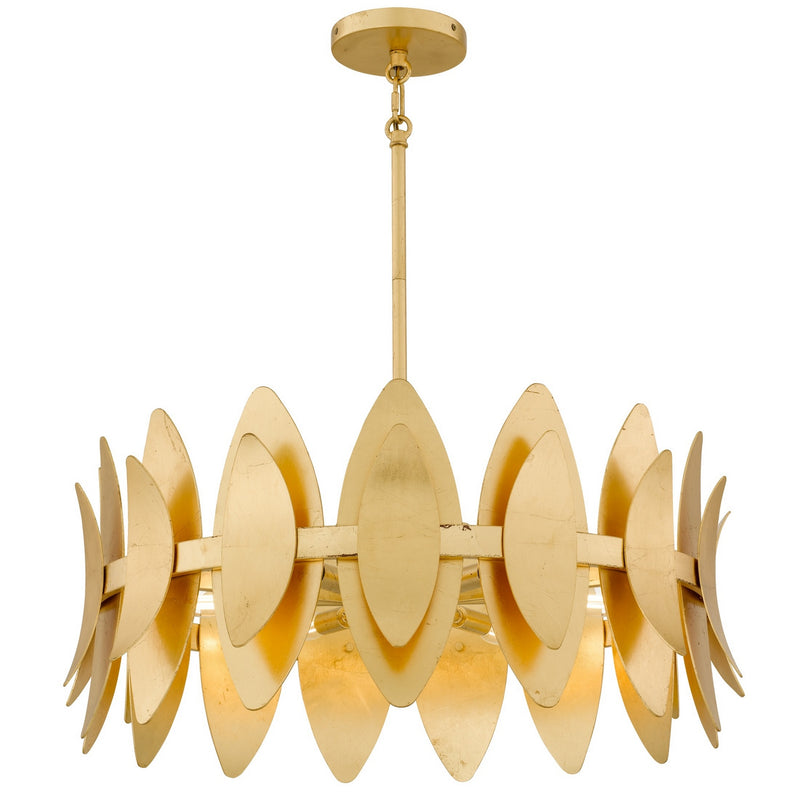 Quoizel HAY2827GFL Six Light Pendant, Gold Leaf