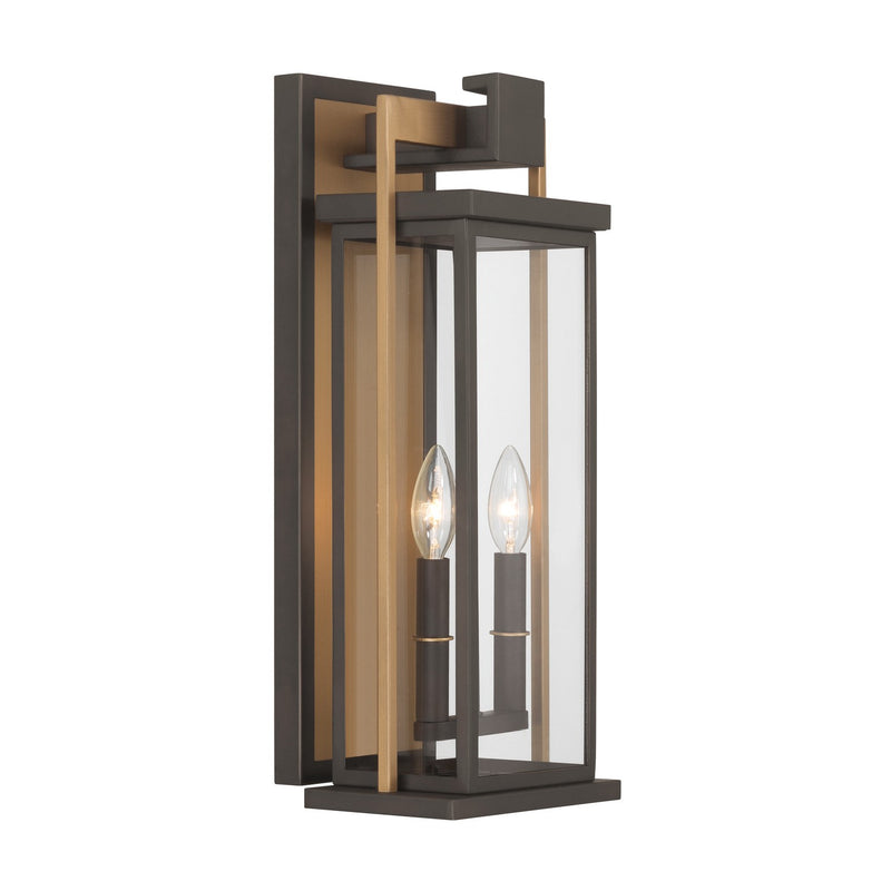 Crystorama LDL-902-TZ-TG Two Light Outdoor Wall Sconce, Twilight Bronze + Textured Gold