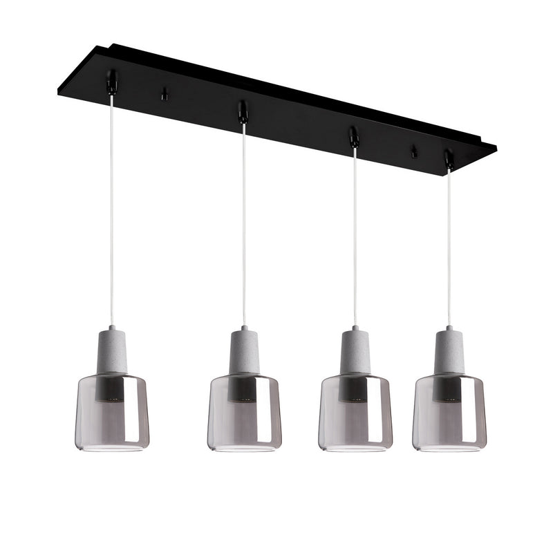 Kuzco Lighting MP12506BKSM-04 LED Pendant, Black/Smoked Glass