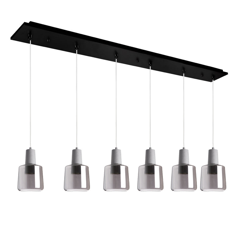 Kuzco Lighting MP12506BKSM-06 LED Pendant, Black/Smoked Glass