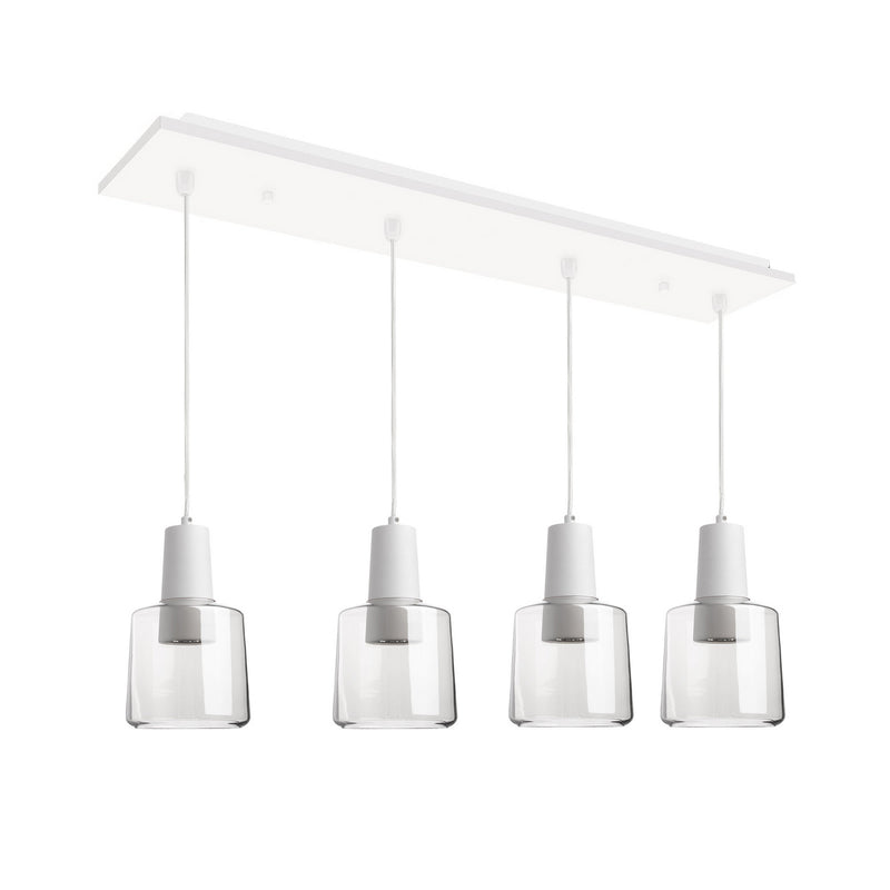 Kuzco Lighting MP12506WHCL-04 LED Pendant, White/Clear Glass