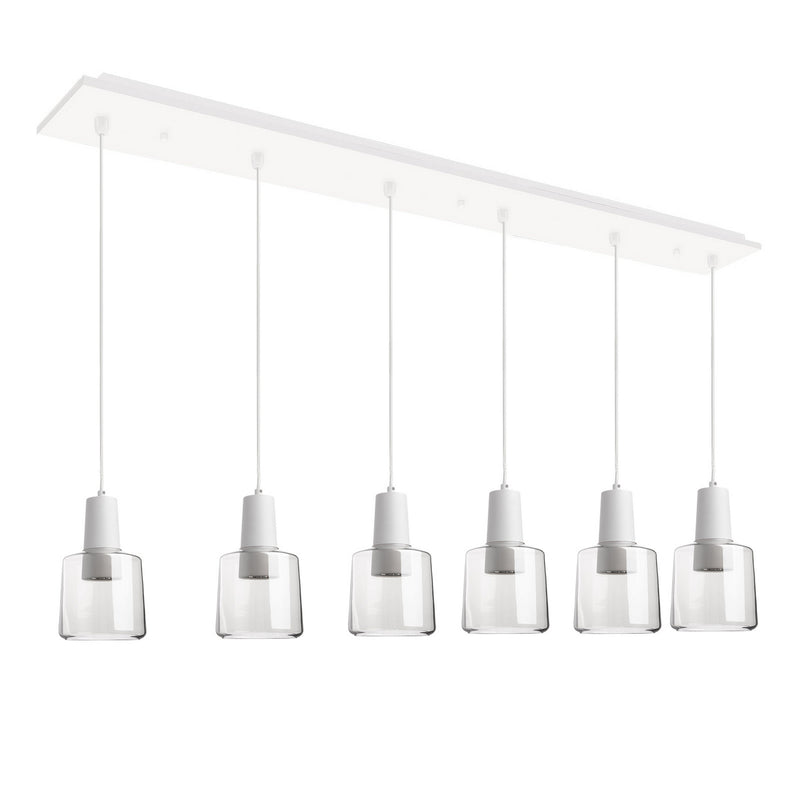 Kuzco Lighting MP12506WHCL-06 LED Pendant, White/Clear Glass
