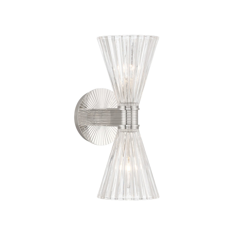 Crystorama LOT-702-PN Two Light Wall Sconce, Polished Nickel