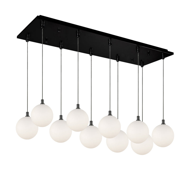 Kuzco Lighting MP3106BKOP-10 LED Pendant, Black/Opal Glass