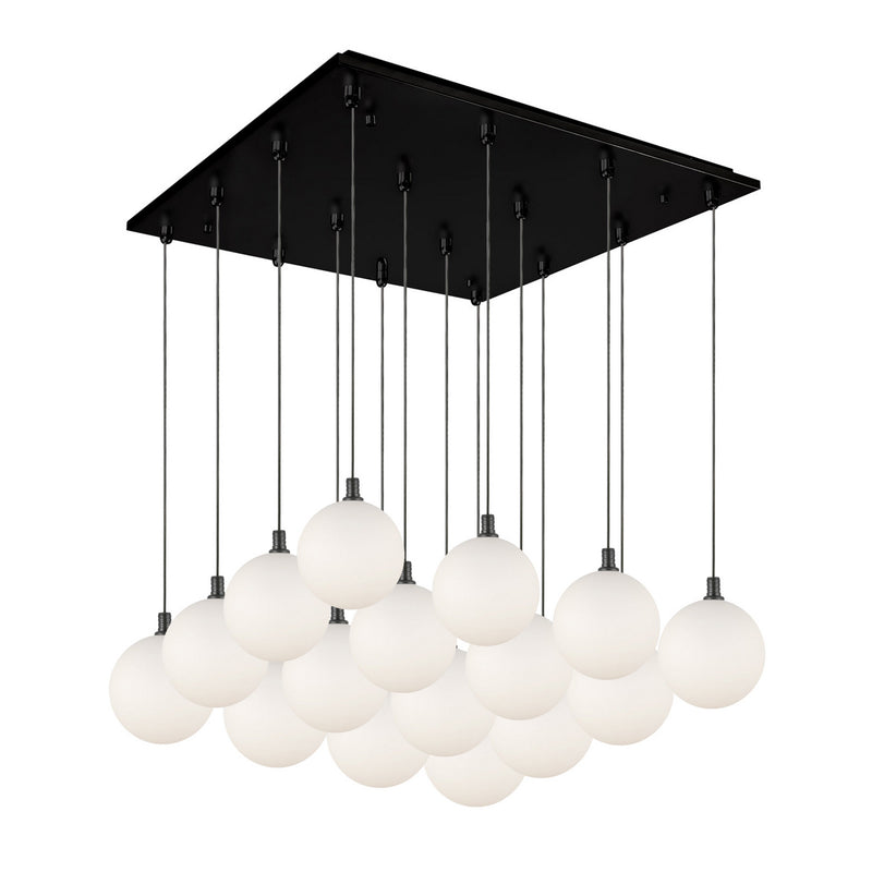 Kuzco Lighting MP3106BKOP-16 LED Pendant, Black/Opal Glass