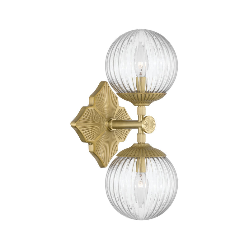 Crystorama ORY-1002-AG-CL Two Light Wall Sconce, Aged Brass