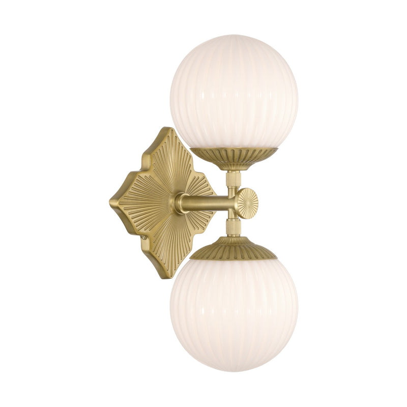 Crystorama ORY-1002-AG-WH Two Light Wall Sconce, Aged Brass