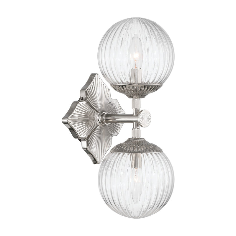 Crystorama ORY-1002-PN-CL Two Light Wall Sconce, Polished Nickel