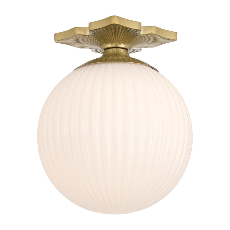 Crystorama ORY-1003-AG-WH One Light Semi Flush Mount, Aged Brass